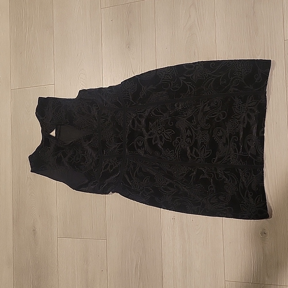 Free People Burnout Babe Velvet Bodycon Dress in Black Sz LG - Picture 3 of 3